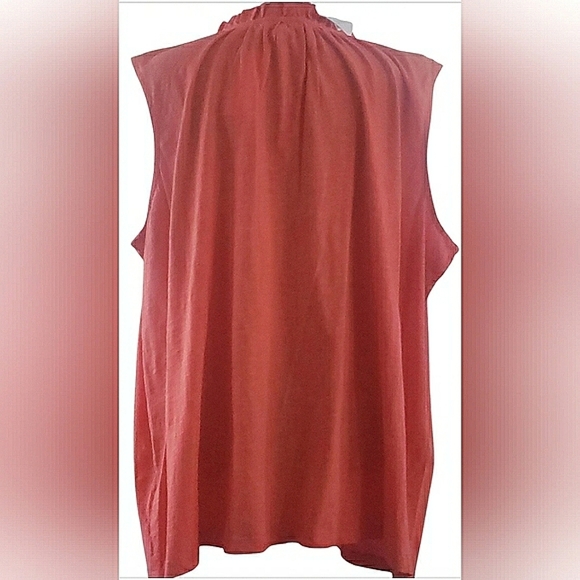 Boho Orange Cotton Knit Embroidered Lace V-Neck Sleeveless Swing Tank Top - Picture 4 of 8